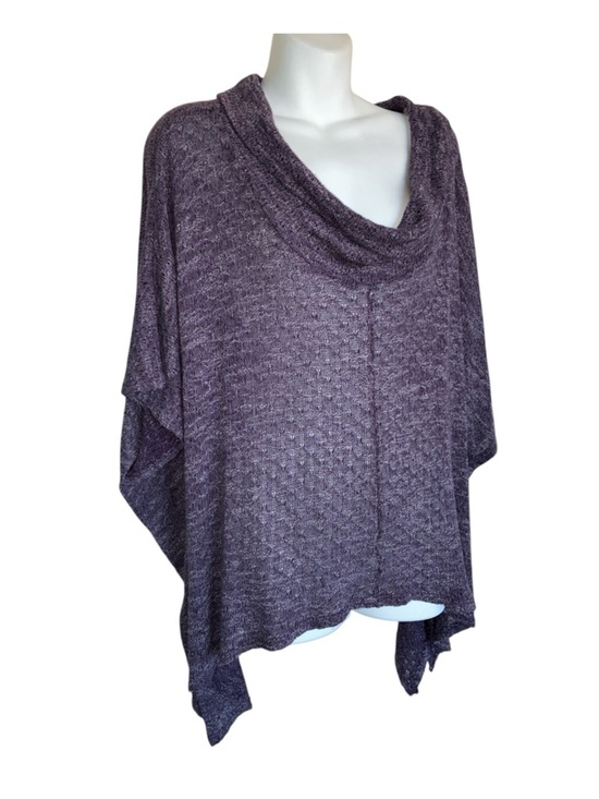 Maison Jules Sweaters - Maison Jules Purple Cowl-Neck Poncho Sweater, Loose Weave, Relaxed Fit. M